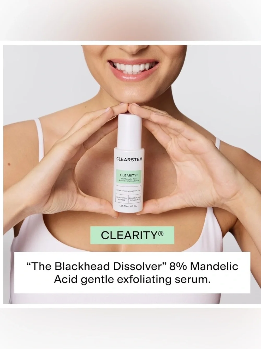 CLEARSTEM Clearity 8% Mandelic Acid Gentle Exfoliating Serum - 1.35oz/40ml NIB